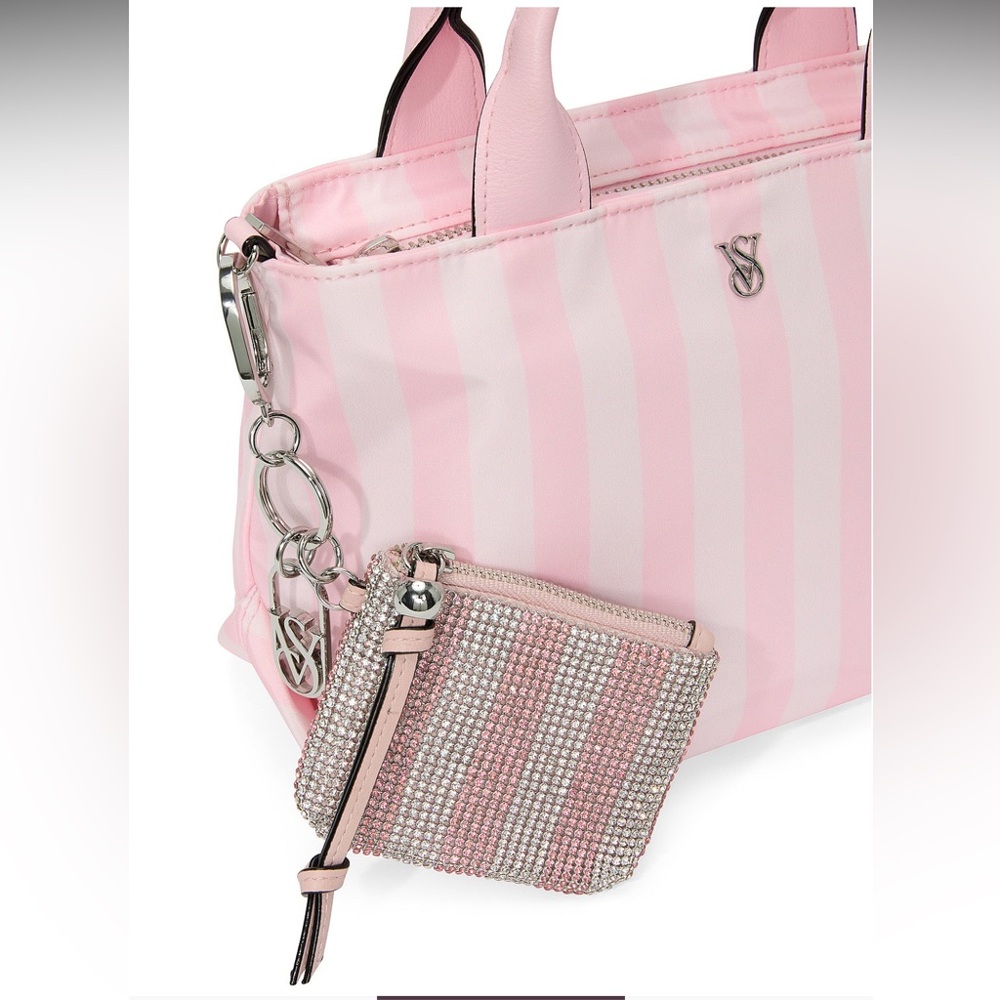 Victorias Secret Shine Heritage Stripe Pouch Bag Charm Keychain (PRICE IS FIRM)